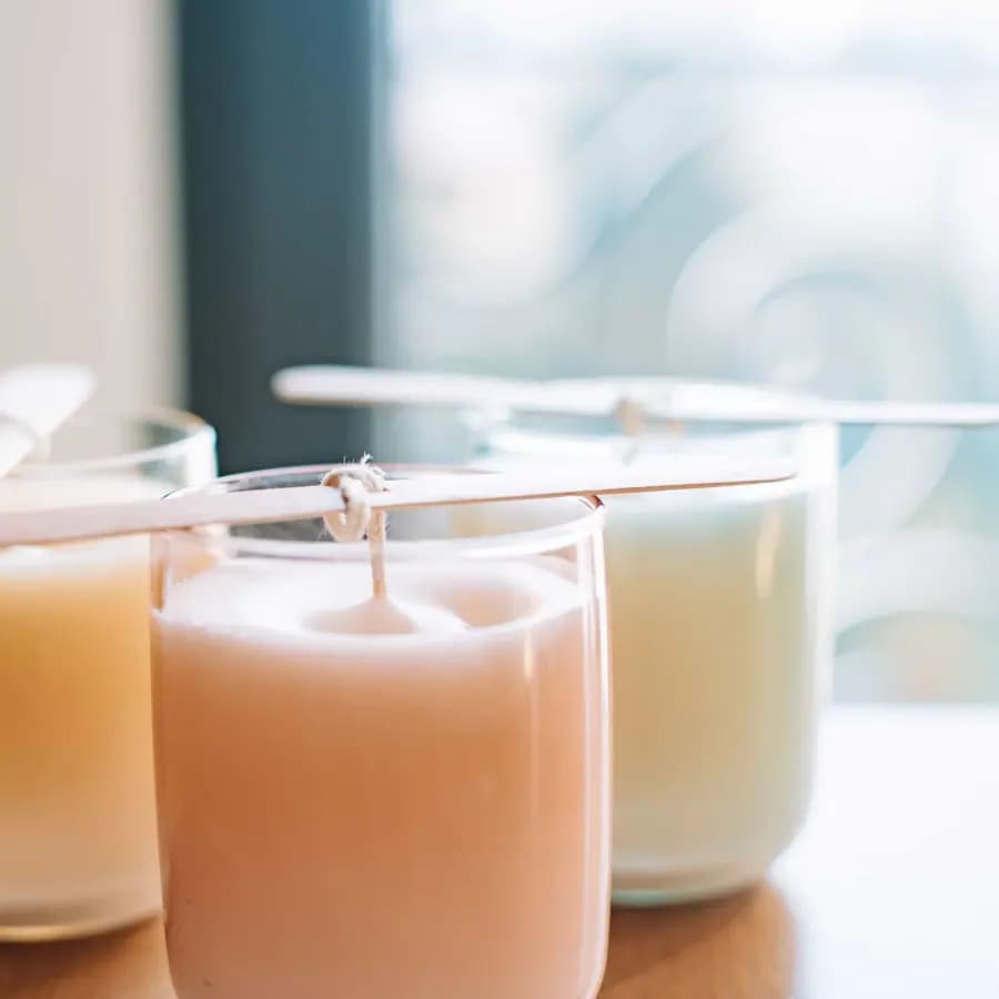 Complete source photo of handmade candles before Etsy product photo editing